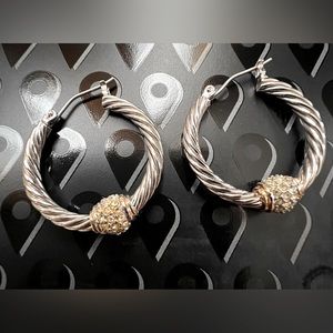 Joh Medeiros Wire Hoop Pave Earrings